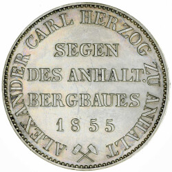 Anhalt-Bernburg 1 Taler Ausbeutetaler 1855 A Alexander...