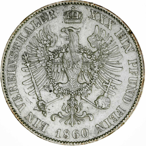 Preußen 1 Taler Vereinstaler 1860 A Friedrich Wilhelm IV Silber ss KM#471