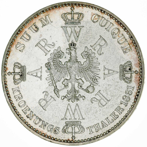 Preußen 1 Taler Vereinstaler 1861 A Wilhelm I. Krönung Silber ss KM#488