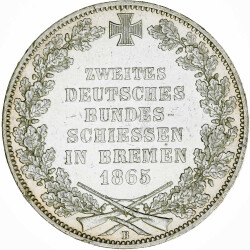 Bremen 1 Taler 1865 B 2. Deutsches Bundesschiessen Silber...