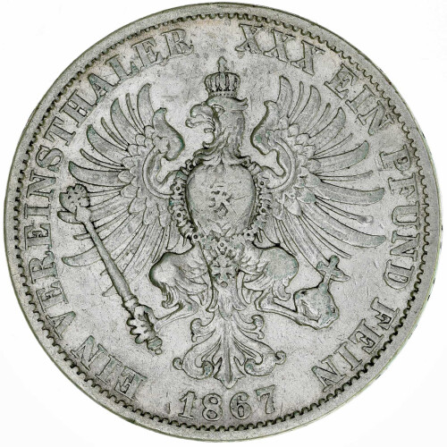 Preußen 1 Taler Vereinstaler 1867 A Wilhelm I. Silber ss KM#494