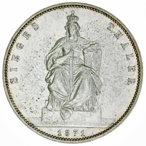 Preußen 1 Taler 1871 A Wilhelm I. Siegestaler Silber ss KM#500