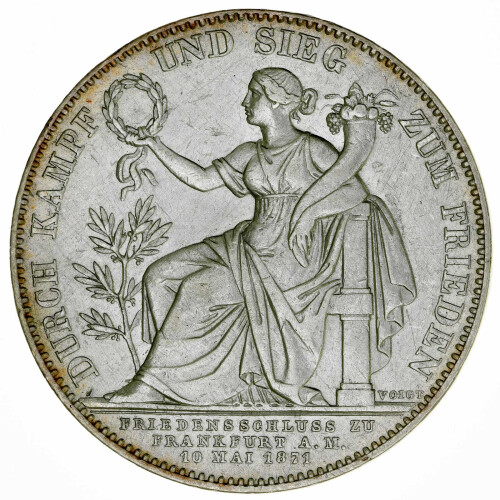 Bayern 1 Taler Vereinstaler 1871 Ludwig II. Siegestaler Silber ss KM#889