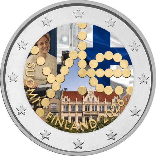 2 Euro Finnland 2026 - 100 Jahre Rundfunk  - coloriert / mit Farbe I