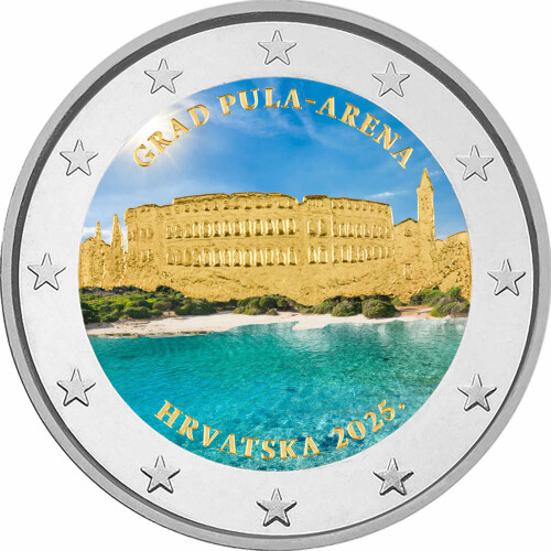 2 Euro Kroatien 2025 - Pula - coloriert / mit Farbe I