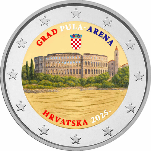 2 Euro Kroatien 2025 - Pula - coloriert / mit Farbe II