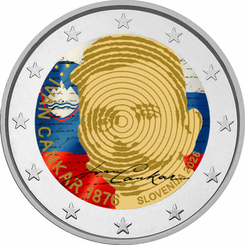 2 Euro Slowenien 2026 - Ivan Cankar - coloriert / mit Farbe I
