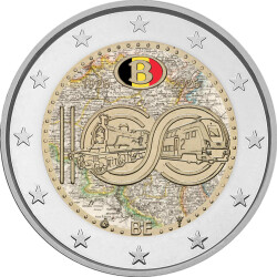 2 Euro Belgien 2026 - Staatsbahn - coloriert / mit Farbe