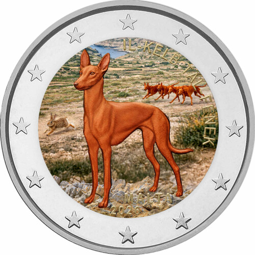 2 Euro Malta 2026 - Pharaonenhund - coloriert / mit Farbe