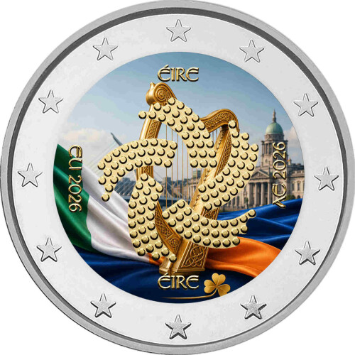 2 Euro Irland 2026 - Vorsitz im Rat der EU - coloriert / mit Farbe II
