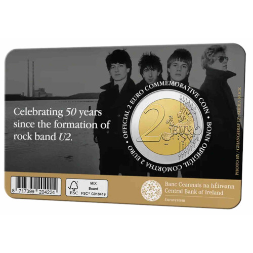 2 Euro Gedenkmünze Irland 2026 st - 50 Jahre Rockband U2 -  CoinCard