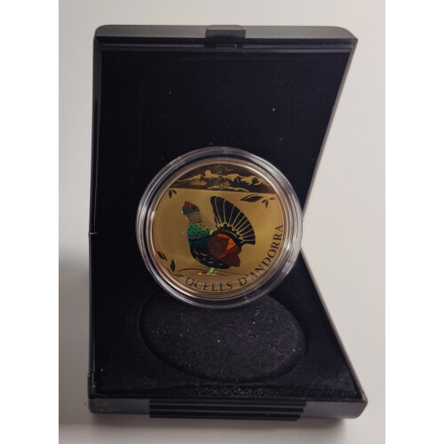 1 Dinar Andorra 2012 -  Vogelwelt Andorra Auerhahn - im Etui