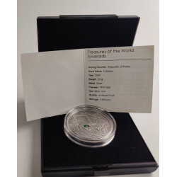5 Dollar Silber Palau 2009 - Treasures of the World Smaragd - im Etui