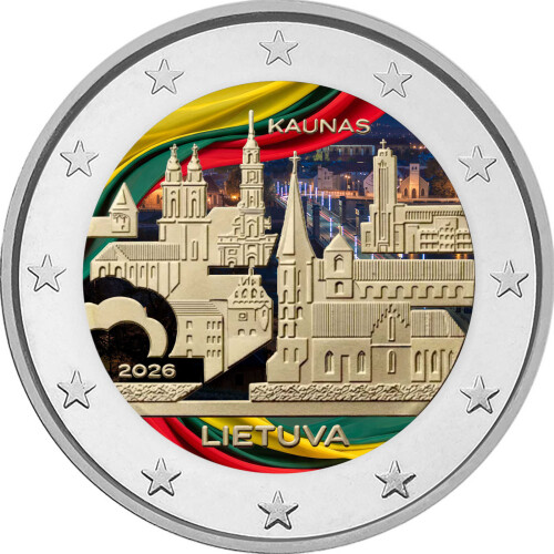2 Euro Litauen 2026 -Kaunas - coloriert / mit Farbe I