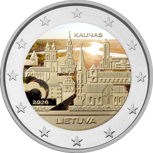 2 Euro Litauen 2026 -Kaunas - coloriert / mit Farbe II