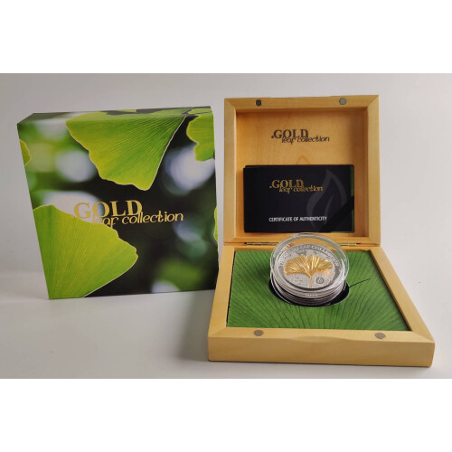 10 Dollar Silber Samoa 2014 - Ginko Blatt - im Etui