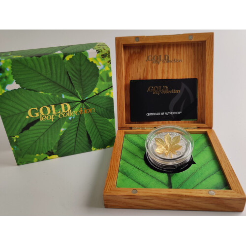 10 Dollar Silber Samoa 2014 - Kastanien Blatt - im Etui