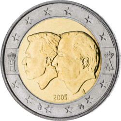 2 Euro Gedenkm&uuml;nze Belgien 2005 bfr. -...
