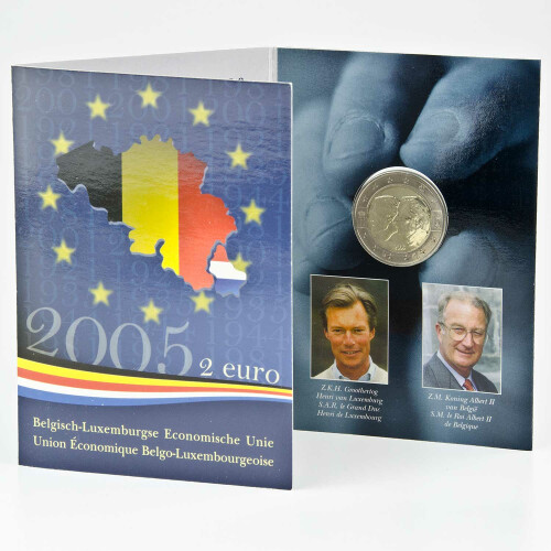 2 Euro Gedenkmünze Belgien 2005 st - Wirtschaftsunion - in Karte
