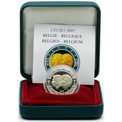 2 Euro Gedenkmünze Belgien 2005 PP - Wirtschaftsunion - im Etui