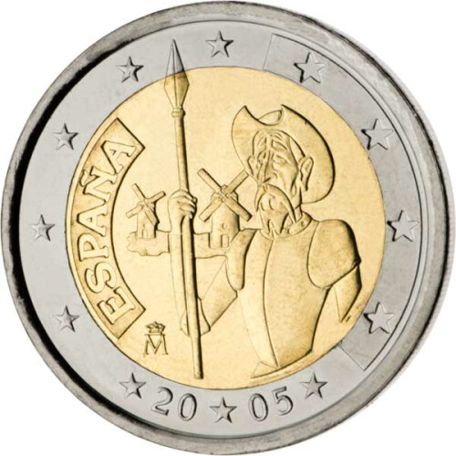 2 + 12 Euro Gedenkmünze Spanien 2005 Don Quijote