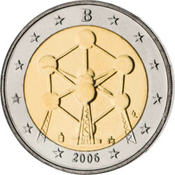2 Euro Gedenkm&uuml;nze Belgien 2006 bfr. - Atomium
