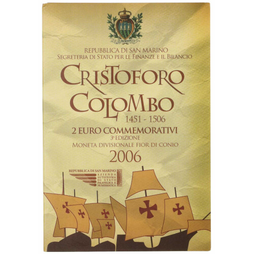 2 Euro Gedenkmünze San Marino 2006 st - Kolumbus - im Blister