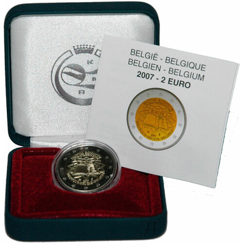 2 Euro Gedenkmünze Belgien 2007 PP - Römische Verträge - im Etui