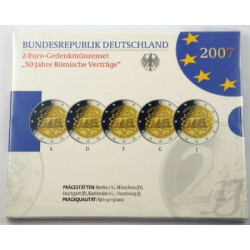 5 x 2 Euro Gedenkm&uuml;nze Deutschland 2007 PP -...