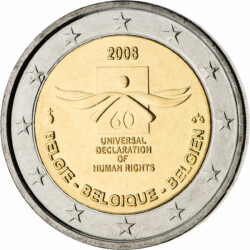 2 Euro Gedenkmünze Belgien 2008 bfr. - Menschenrechte