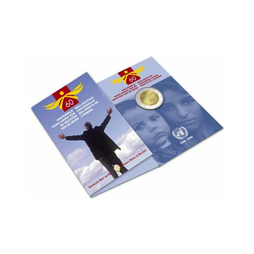 2 Euro Gedenkmünze Belgien 2008 st - Menschenrechte - in Karte