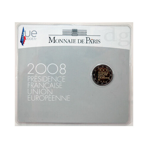 2 Euro Gedenkmünze Frankreich 2008 st - Präsidentschaft - in Karte