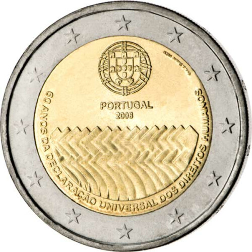 2 Euro Gedenkmünze Portugal 2008 bfr. - Menschenrechte
