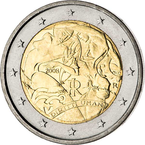 2 Euro Gedenkm nze Italien 2008 Bfr Menschenrechte