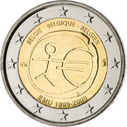 2 Euro Gedenkm&uuml;nze Belgien 2009 bfr. - 10 Jahre WWU