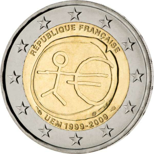 2 Euro Gedenkmünze Frankreich 2009 bfr. - 10 Jahre WWU
