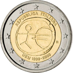 2 Euro Gedenkm&uuml;nze Italien 2009 bfr. - 10 Jahre WWU