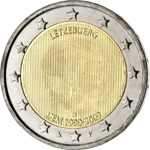 2 Euro Gedenkmünze Luxemburg 2009 bfr. - 10 Jahre WWU