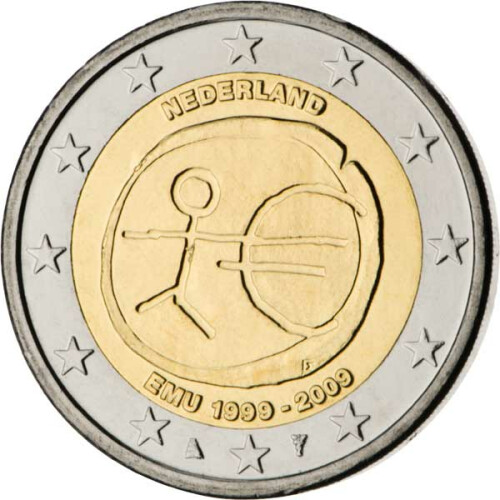 2 Euro Gedenkmünze Niederlande 2009 bfr. - 10 Jahre WWU