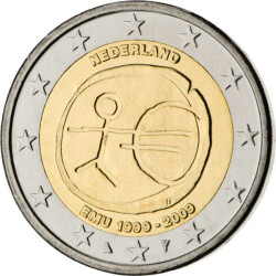 2 Euro Gedenkmünze Niederlande 2009 bfr. - 10 Jahre WWU