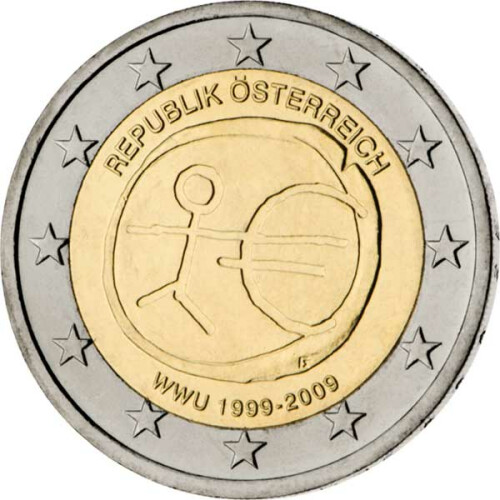 2 Euro Gedenkmünze Österreich 2009 bfr. - 10 Jahre WWU