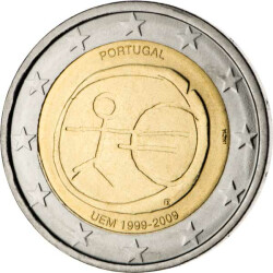 2 Euro Gedenkm&uuml;nze Portugal 2009 bfr. - 10 Jahre...