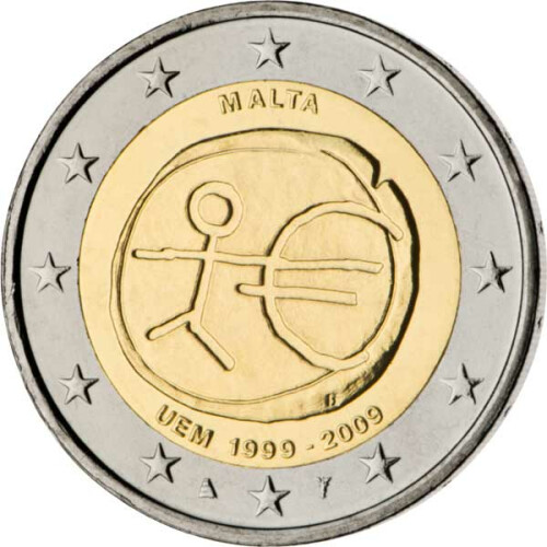 2 Euro Gedenkmünze Malta 2009 bfr. - 10 Jahre WWU