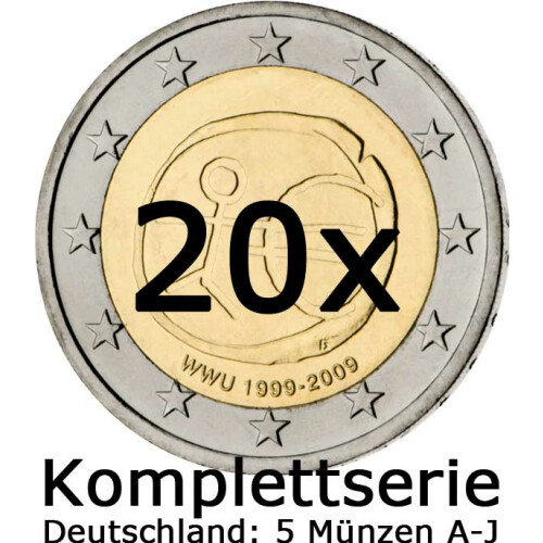 Komplettserie 2 Euro Gedenkmünzen 2009 10 Jahre Euro