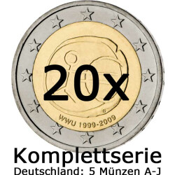 Komplettserie 2 Euro Gedenkmünzen 2009 10 Jahre Euro