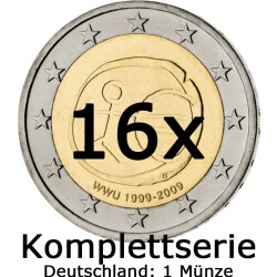 16 x 2 Euro Gedenkm&uuml;nzen 2009 10 Jahre Euro