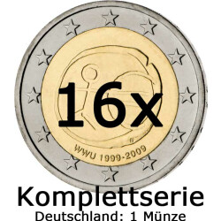 16 x 2 Euro Gedenkm&uuml;nzen 2009 10 Jahre Euro