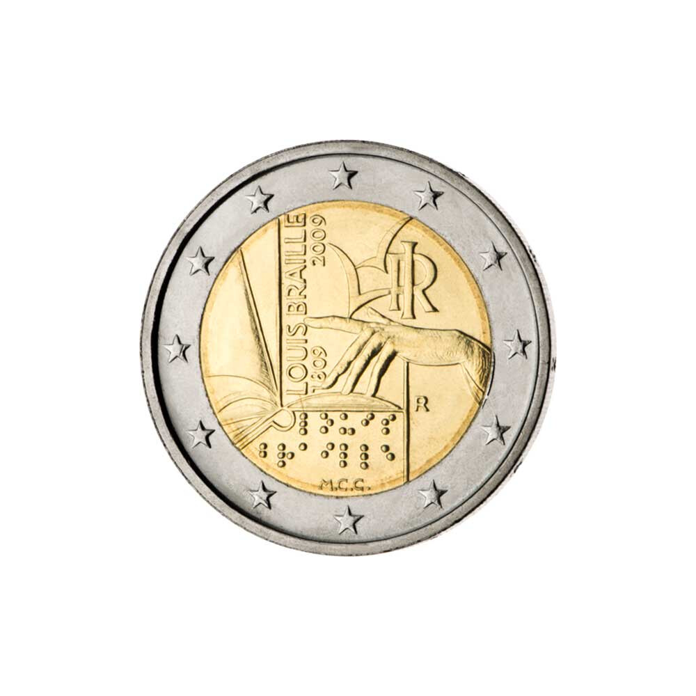 2 Euro Gedenkmünze Italien 2009 bfr. Louis Braille