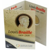 2 Euro Gedenkmünze Belgien 2009 st - Louis Braille - in Karte