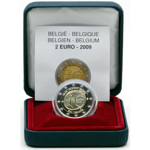 2 Euro Gedenkmünze Belgien 2009 PP - 10 Jahre WWU - im Etui